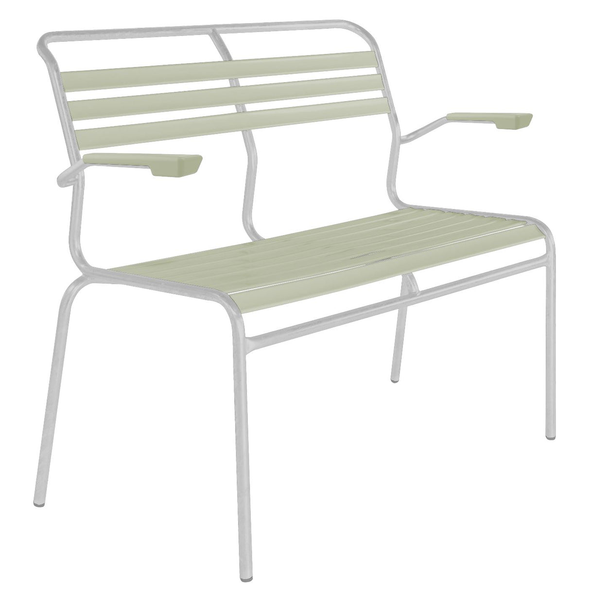 Schaffner Säntis Banc à lattes 2 places avec accoudoirs Blanc 90 Vert pastel 64