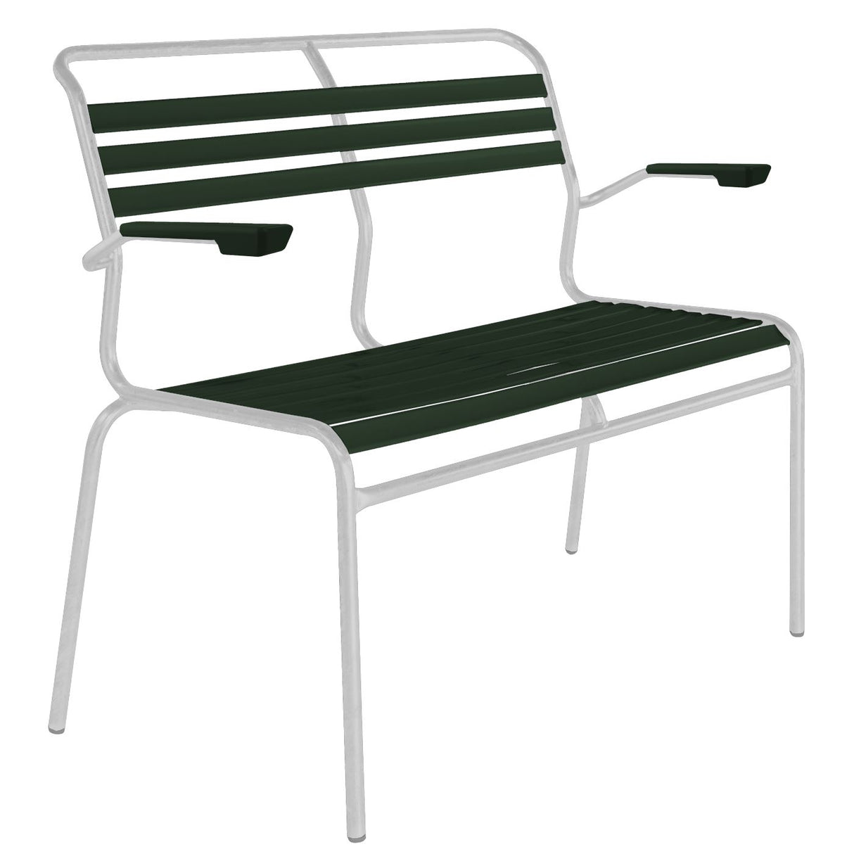 Schaffner Säntis Banc à lattes 2 places avec accoudoirs Blanc 90 Vert sapin 66
