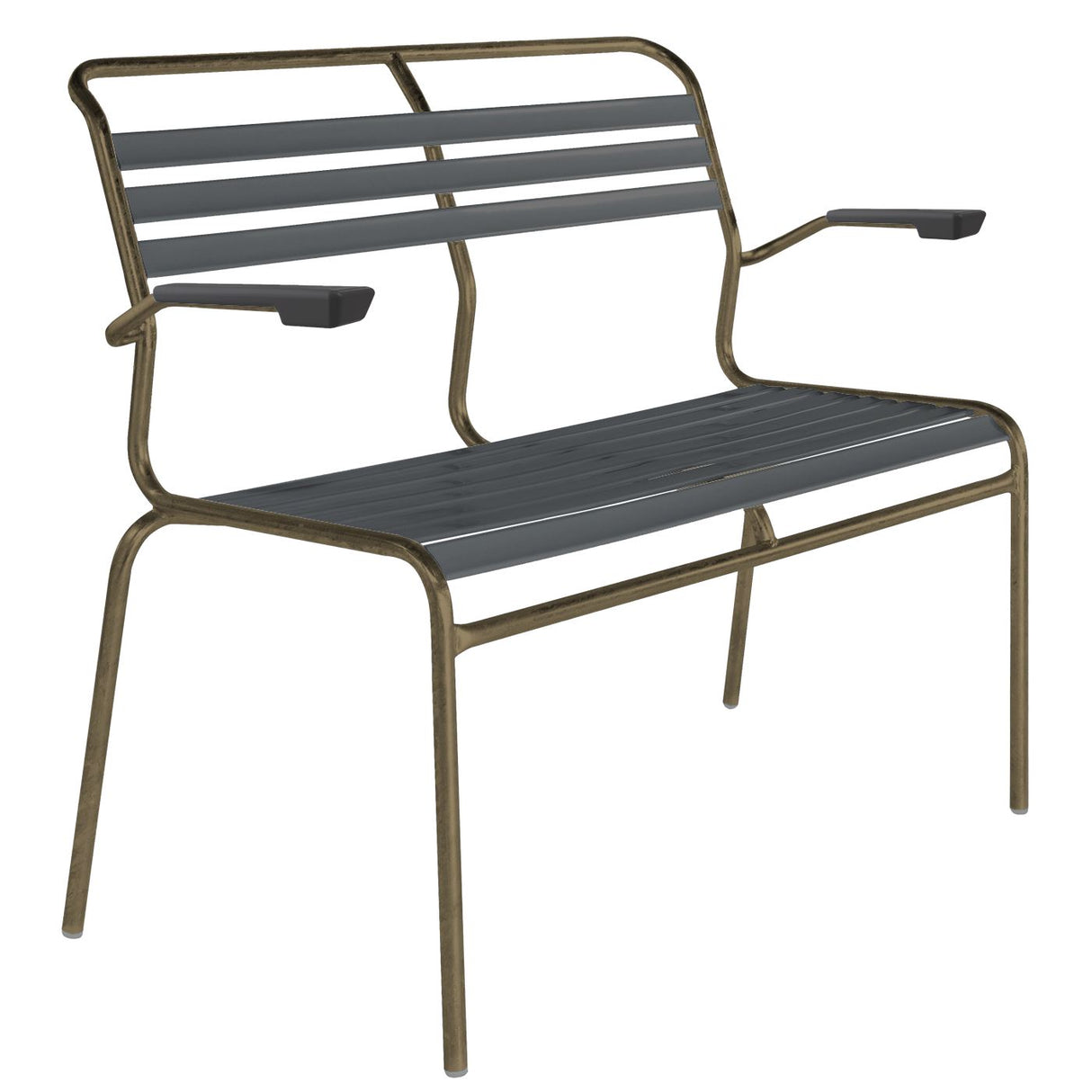 Schaffner Säntis Banc à lattes 2 places avec accoudoirs Champagne 85 Anthracite 77