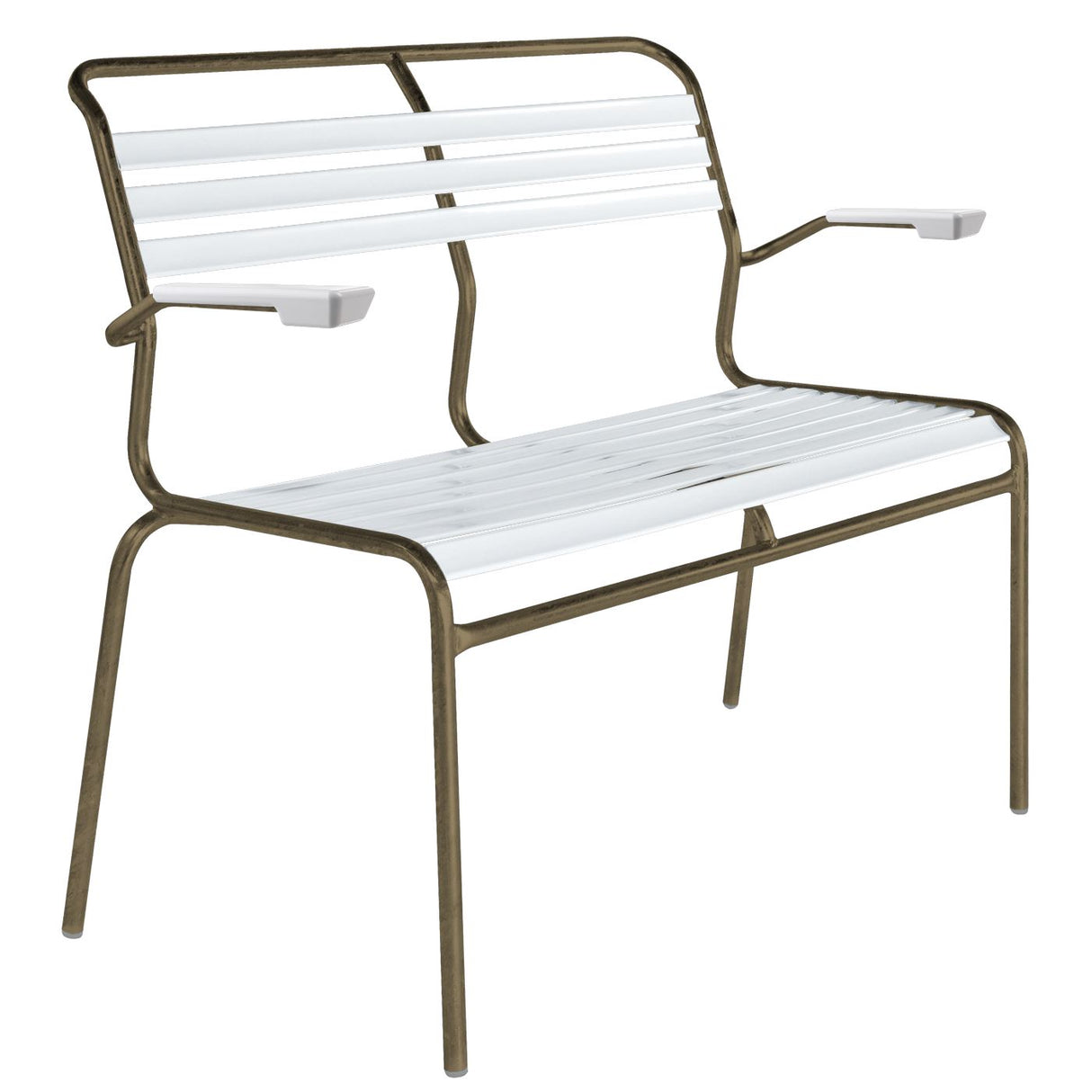 Schaffner Säntis Banc à lattes 2 places avec accoudoirs Champagne 85 Blanc 90