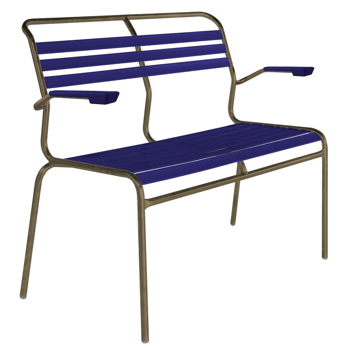 Schaffner Säntis Banc à lattes 2 places avec accoudoirs Champagne 85 Bleu 53