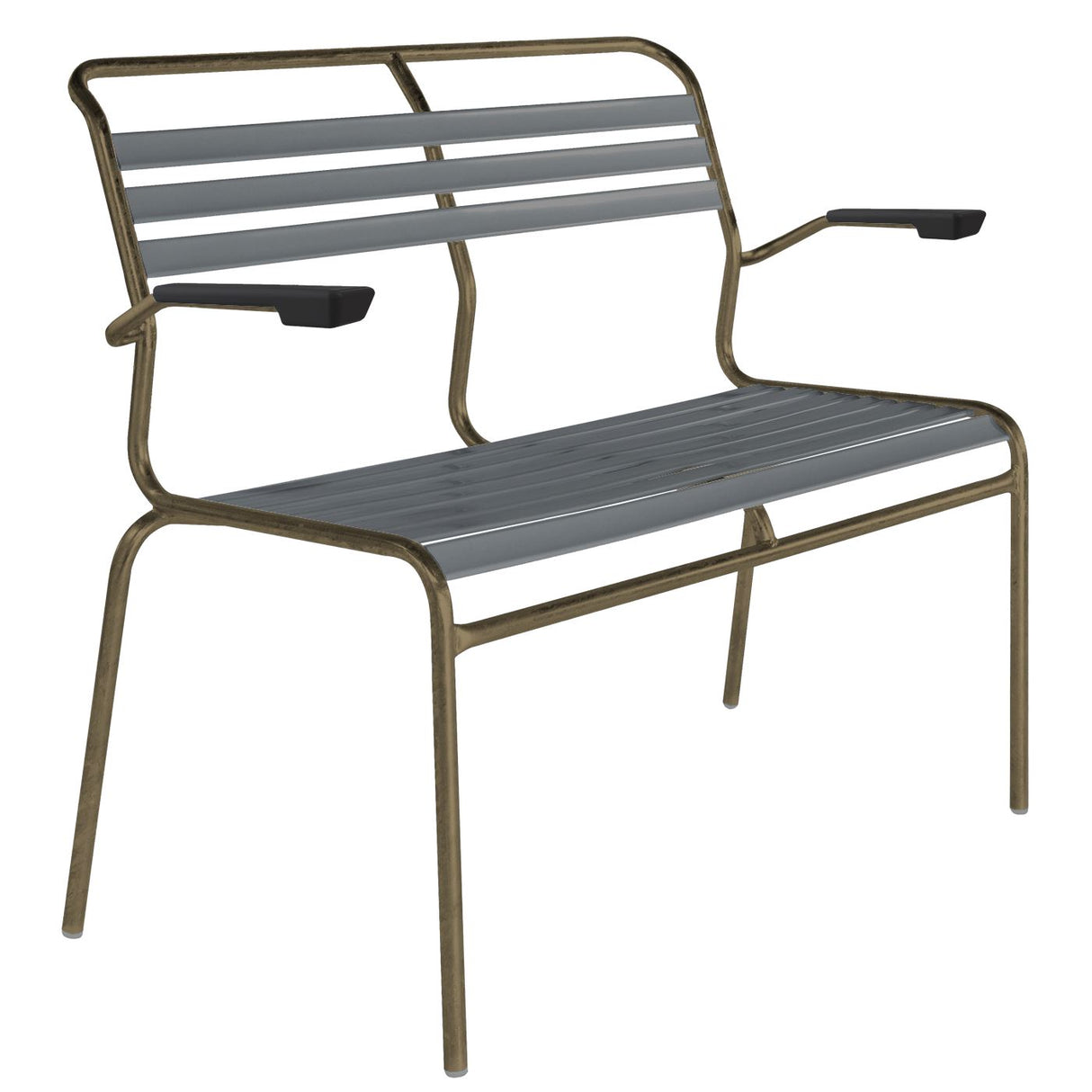 Schaffner Säntis Banc à lattes 2 places avec accoudoirs Champagne 85 Graphite 73