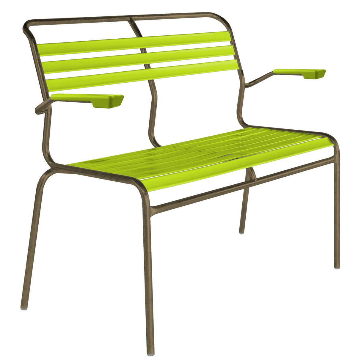 Schaffner Säntis Banc à lattes 2 places avec accoudoirs Champagne 85 Vert Clair 63