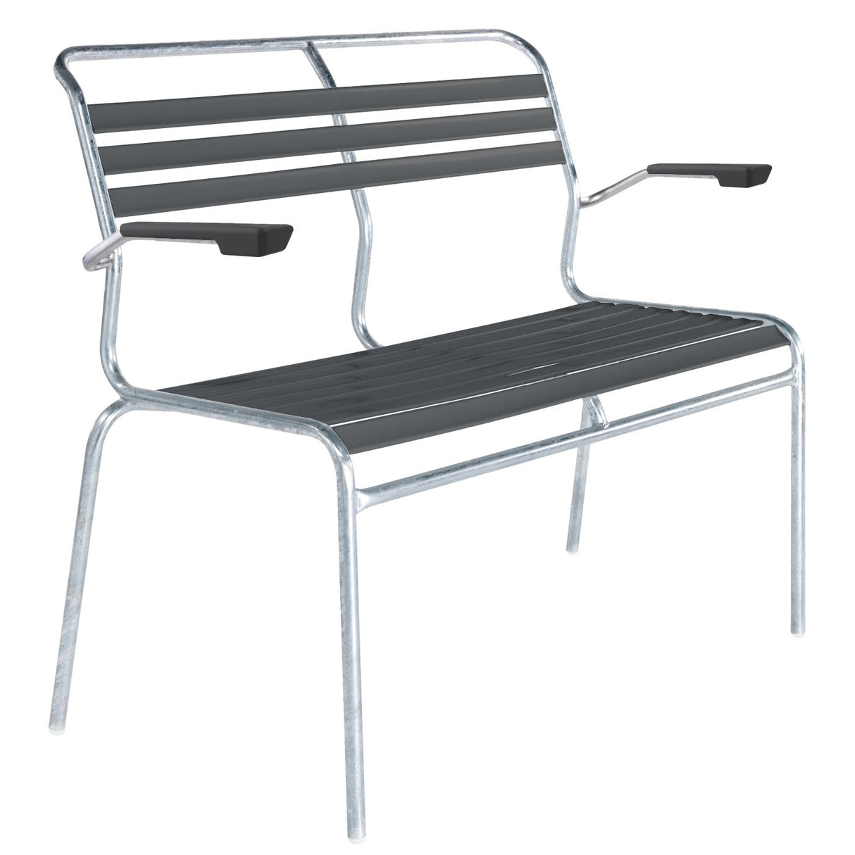 Schaffner Säntis Banc à lattes 2 places avec accoudoirs Galvanisé à chaud 02 Anthracite 77