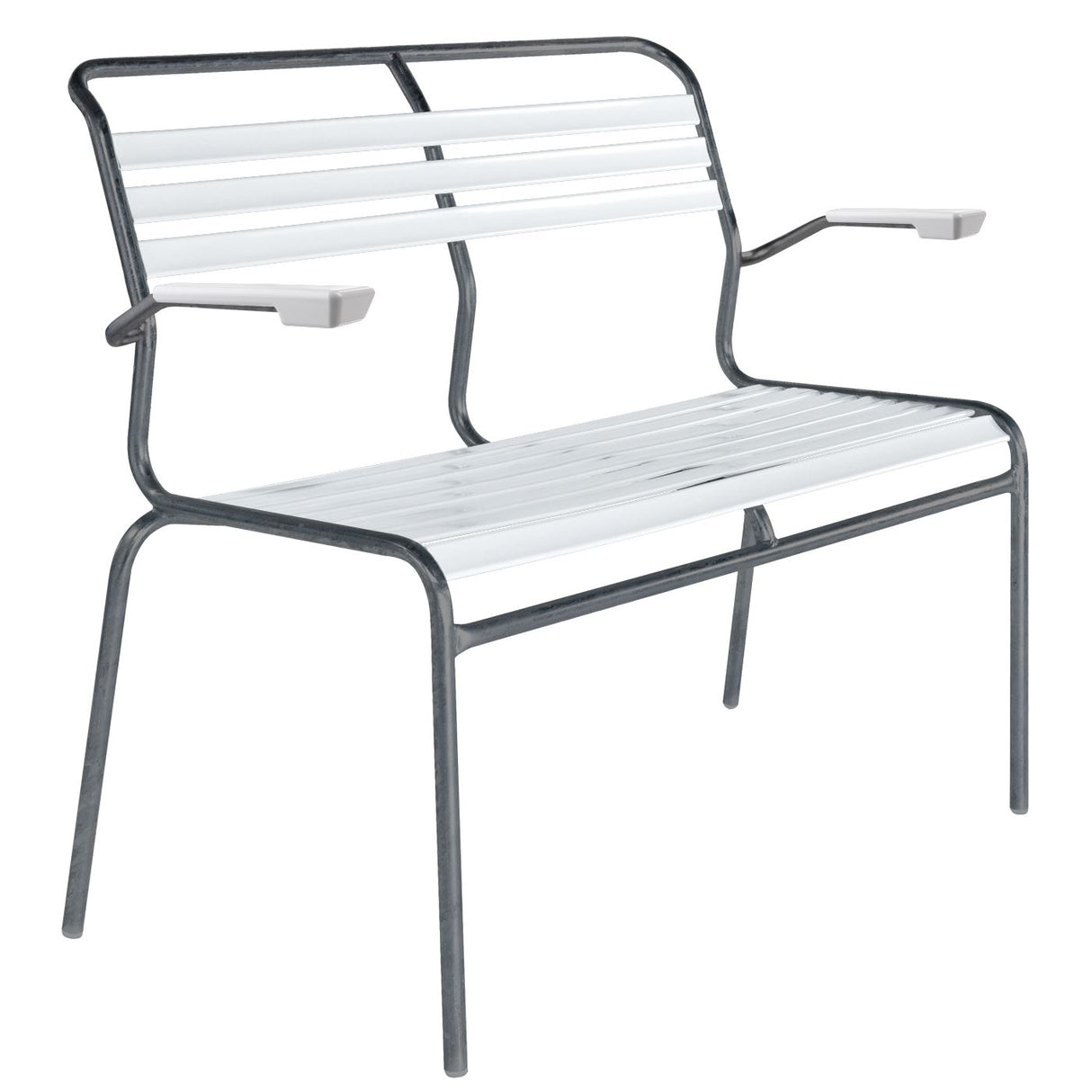 Schaffner Säntis Banc à lattes 2 places avec accoudoirs Graphite 73 Blanc 90