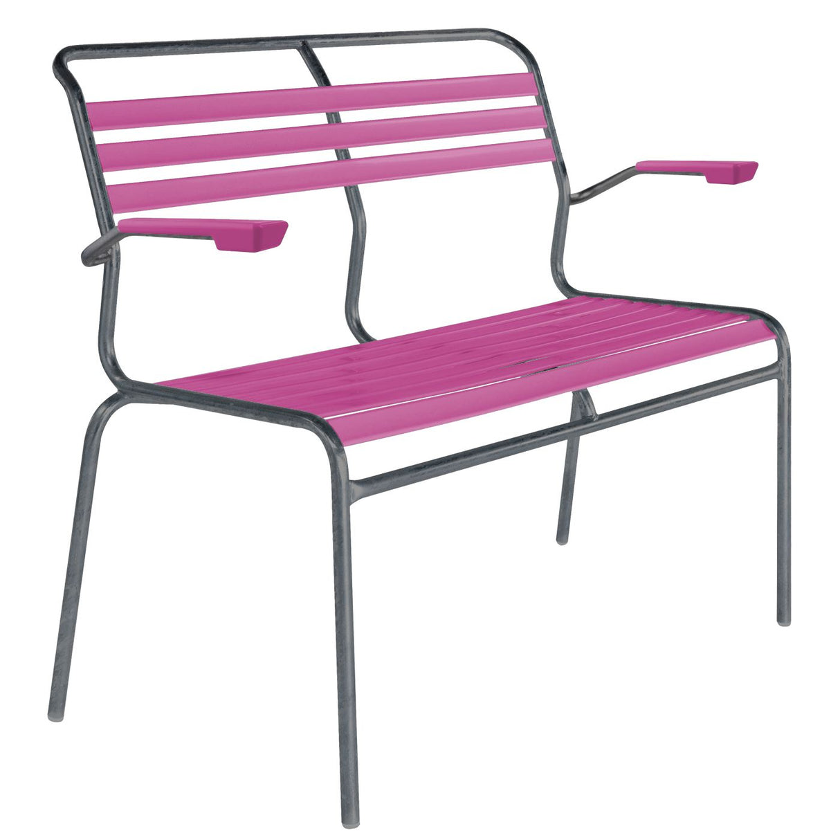 Schaffner Säntis Banc à lattes 2 places avec accoudoirs Graphite 73 Rose 41