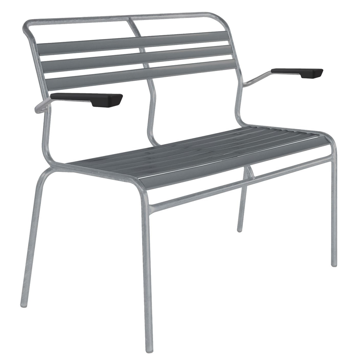 Schaffner Säntis Banc à lattes 2 places avec accoudoirs Gris Argent 78 Graphite 73