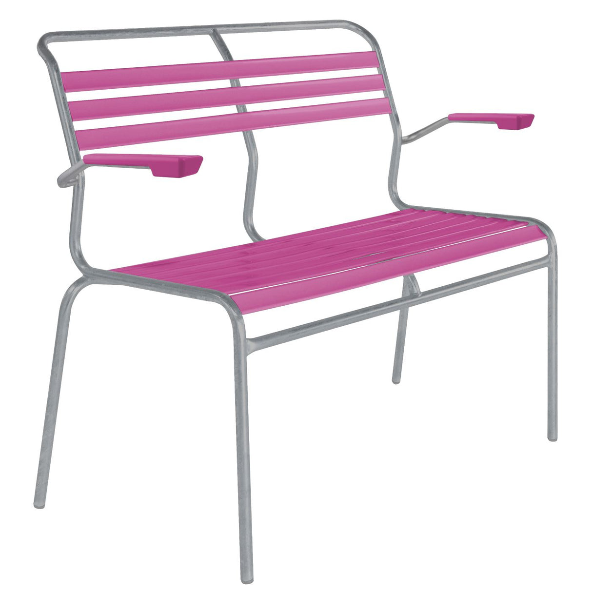 Schaffner Säntis Banc à lattes 2 places avec accoudoirs Gris Argent 78 Rose 41