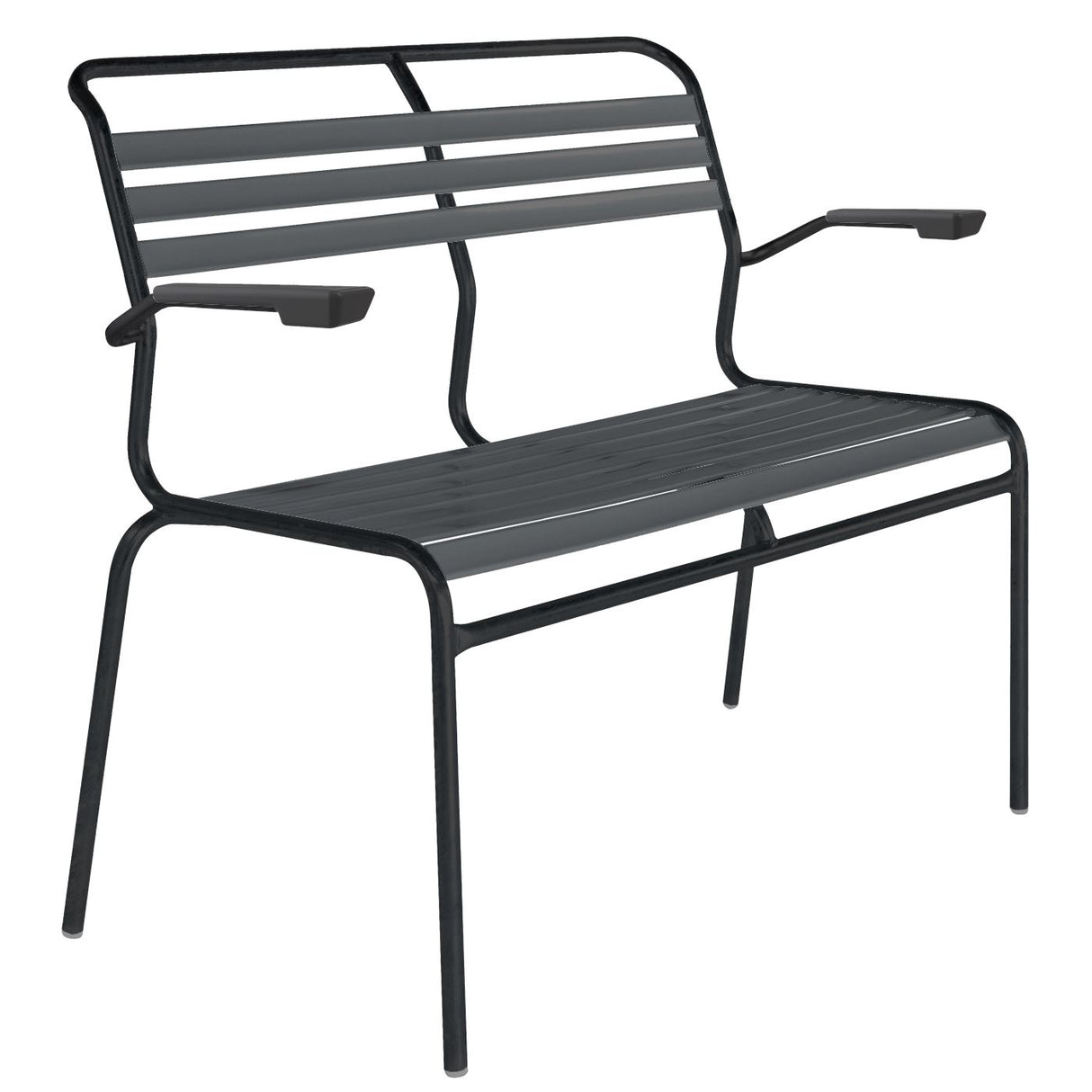 Schaffner Säntis Banc à lattes 2 places avec accoudoirs Noir 91 Anthracite 77