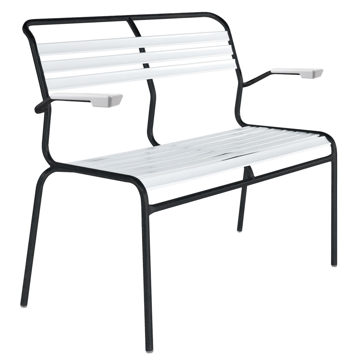 Schaffner Säntis Banc à lattes 2 places avec accoudoirs Noir 91 Blanc 90