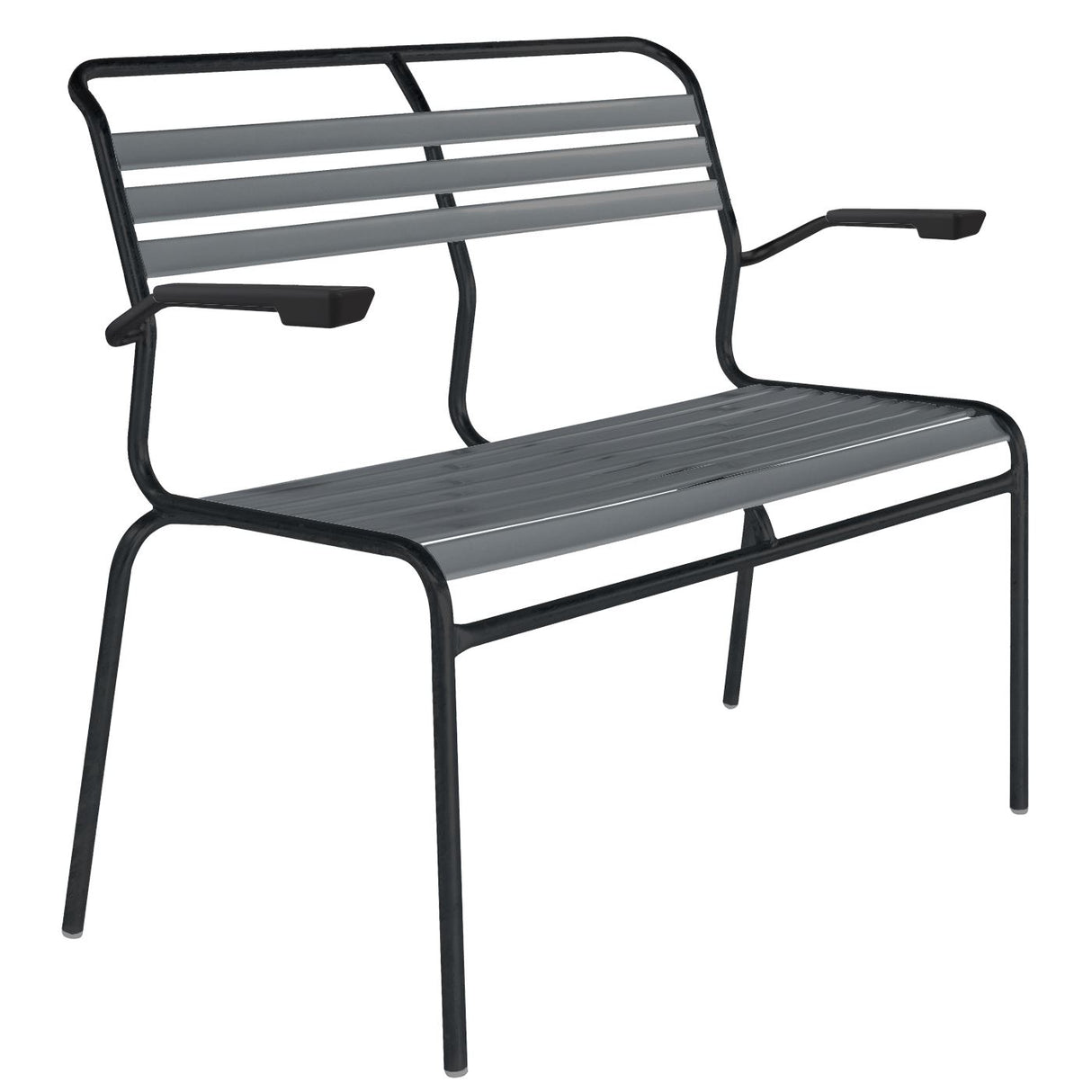 Schaffner Säntis Banc à lattes 2 places avec accoudoirs Noir 91 Graphite 73