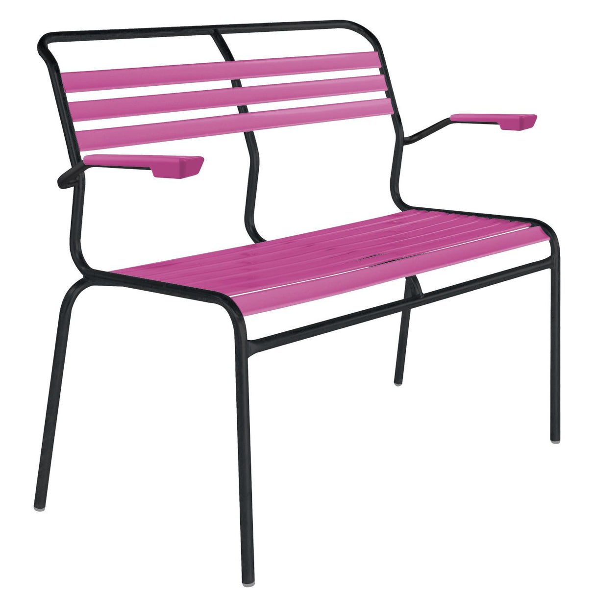 Schaffner Säntis Banc à lattes 2 places avec accoudoirs Noir 91 Rose 41