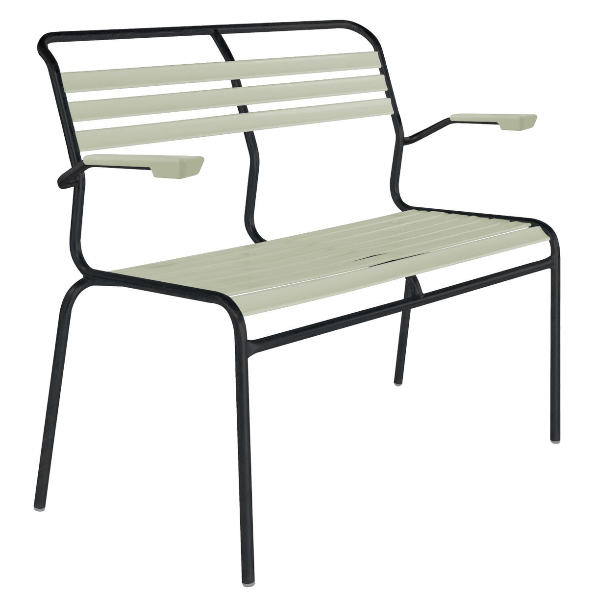 Schaffner Säntis Banc à lattes 2 places avec accoudoirs Noir 91 Vert pastel 64