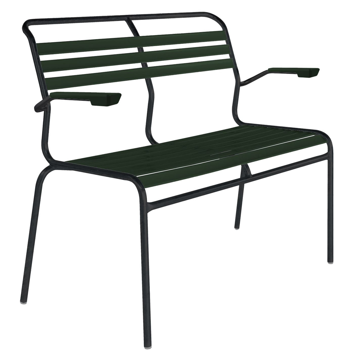 Schaffner Säntis Banc à lattes 2 places avec accoudoirs Noir 91 Vert sapin 66