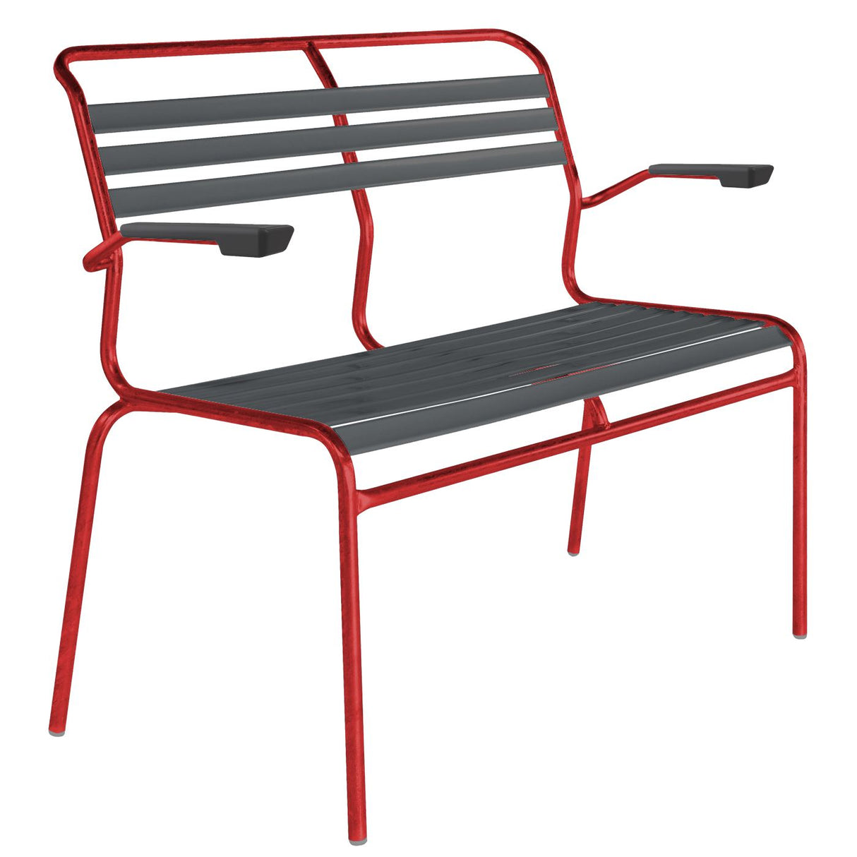 Schaffner Säntis Banc à lattes 2 places avec accoudoirs Rouge 30 Anthracite 77