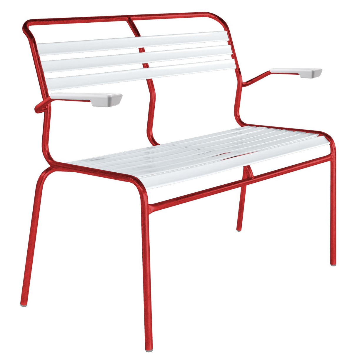 Schaffner Säntis Banc à lattes 2 places avec accoudoirs Rouge 30 Blanc 90