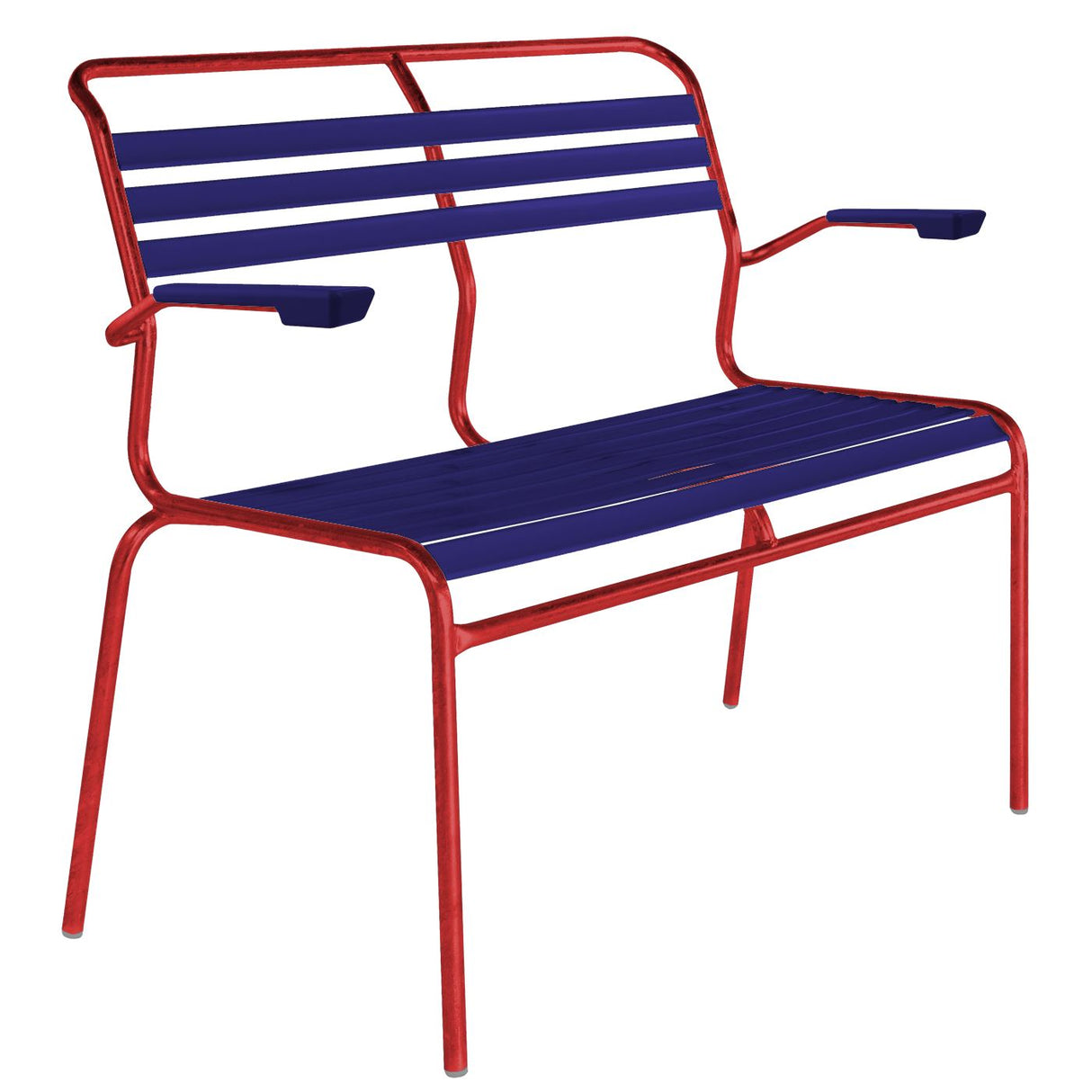 Schaffner Säntis Banc à lattes 2 places avec accoudoirs Rouge 30 Bleu 53