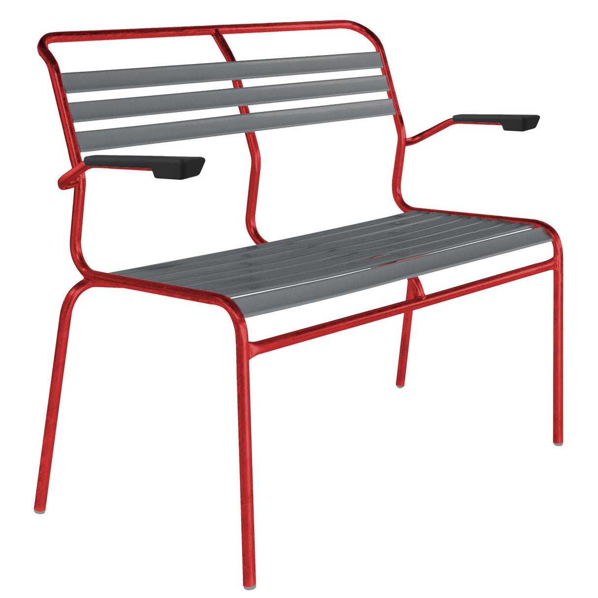 Schaffner Säntis Banc à lattes 2 places avec accoudoirs Rouge 30 Graphite 73
