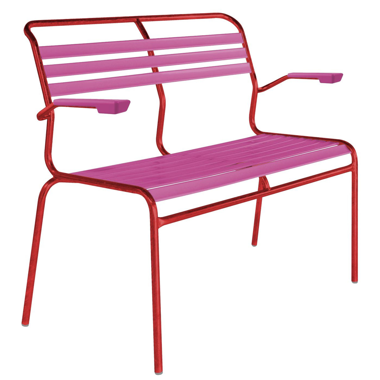 Schaffner Säntis Banc à lattes 2 places avec accoudoirs Rouge 30 Rose 41