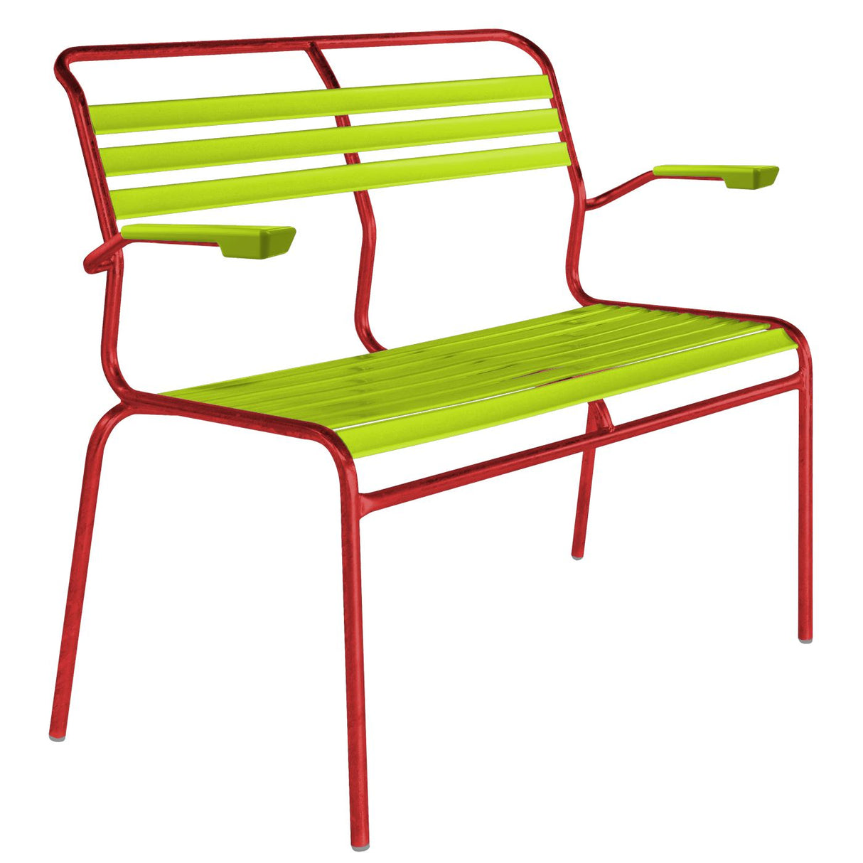 Schaffner Säntis Banc à lattes 2 places avec accoudoirs Rouge 30 Vert Clair 63