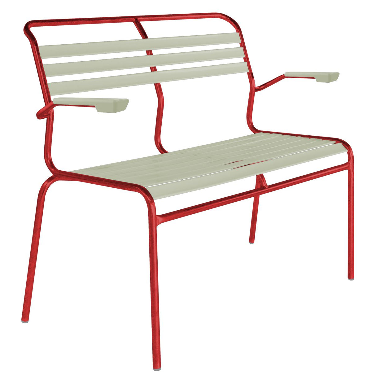 Schaffner Säntis Banc à lattes 2 places avec accoudoirs Rouge 30 Vert pastel 64