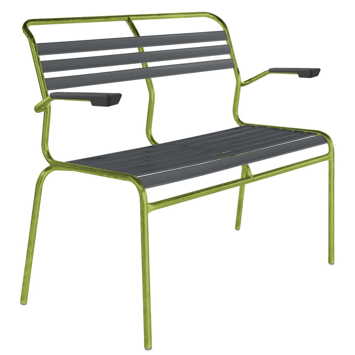 Schaffner Säntis Banc à lattes 2 places avec accoudoirs Vert Clair 63 Anthracite 77