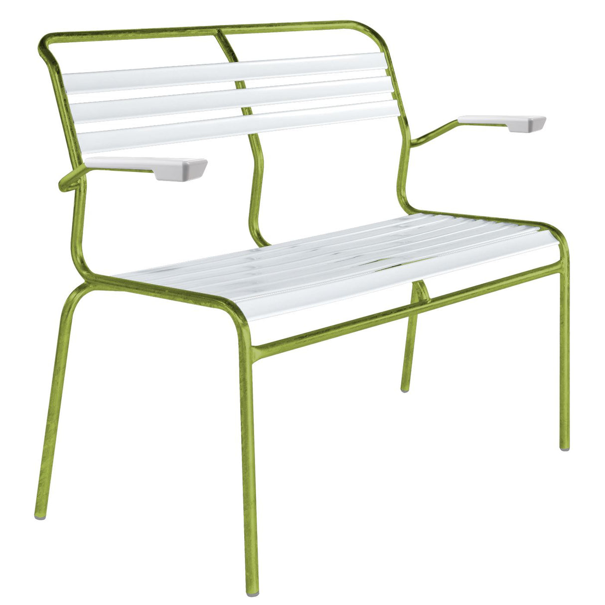 Schaffner Säntis Banc à lattes 2 places avec accoudoirs Vert Clair 63 Blanc 90