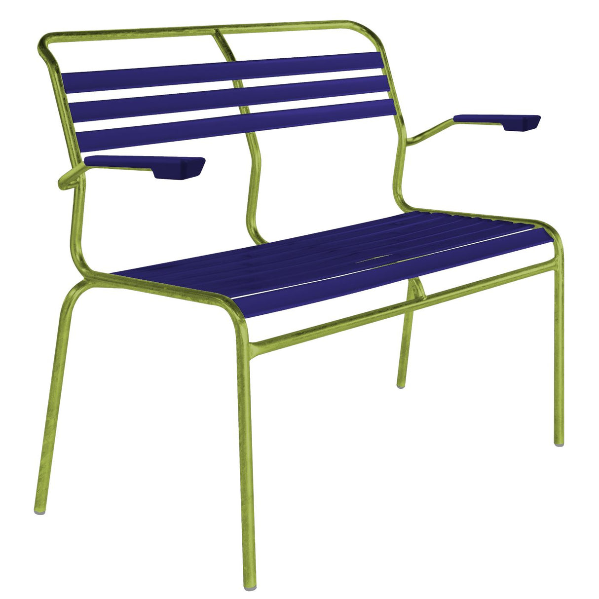 Schaffner Säntis Banc à lattes 2 places avec accoudoirs Vert Clair 63 Bleu 53