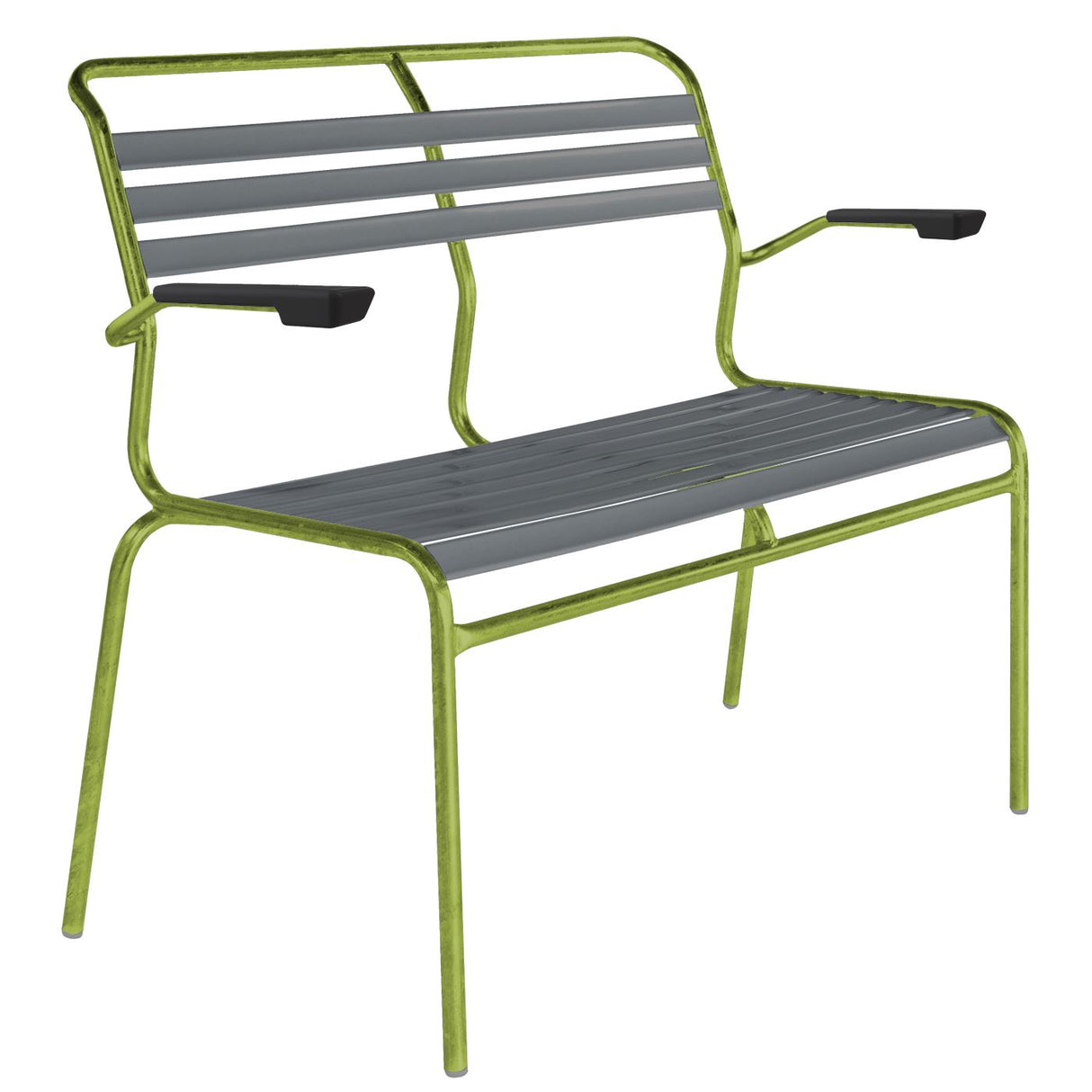 Schaffner Säntis Banc à lattes 2 places avec accoudoirs Vert Clair 63 Graphite 73
