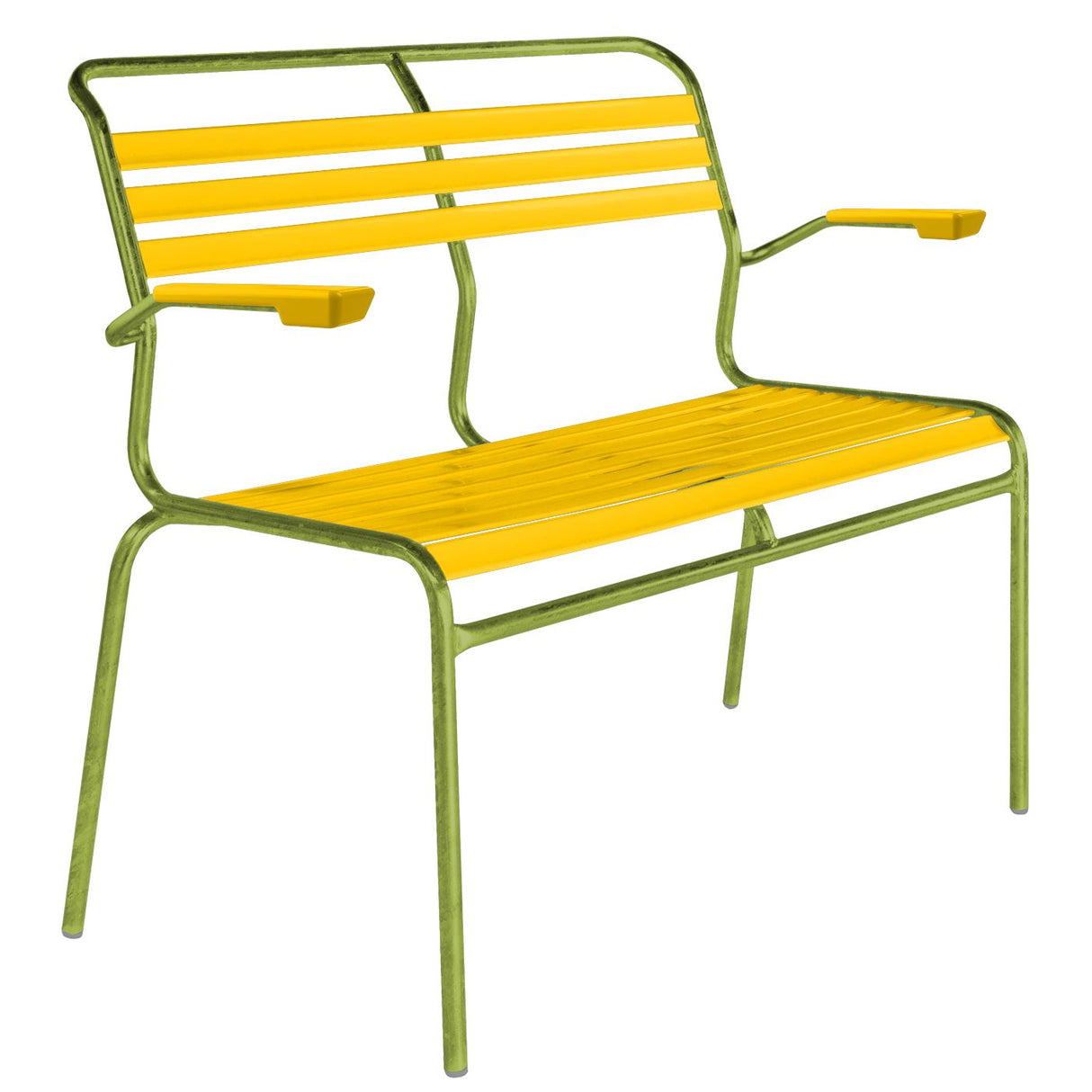 Schaffner Säntis Banc à lattes 2 places avec accoudoirs Vert Clair 63 Jaune 11