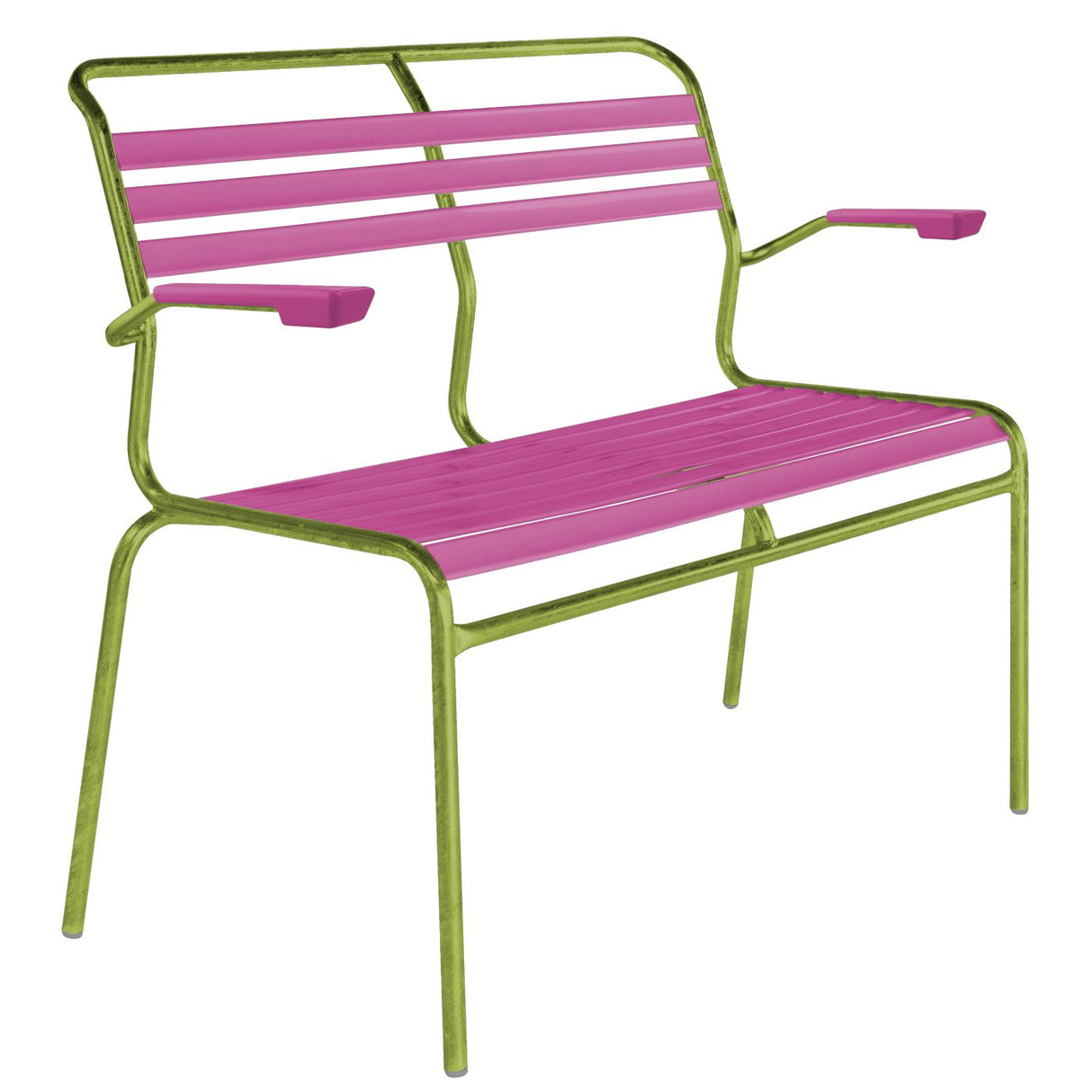 Schaffner Säntis Banc à lattes 2 places avec accoudoirs Vert Clair 63 Rose 41