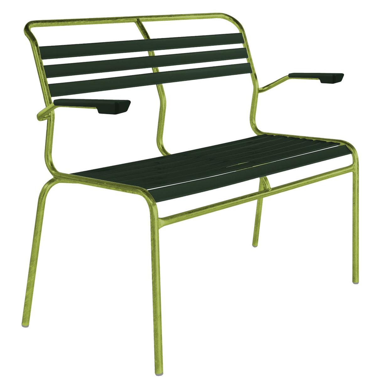 Schaffner Säntis Banc à lattes 2 places avec accoudoirs Vert Clair 63 Vert sapin 66