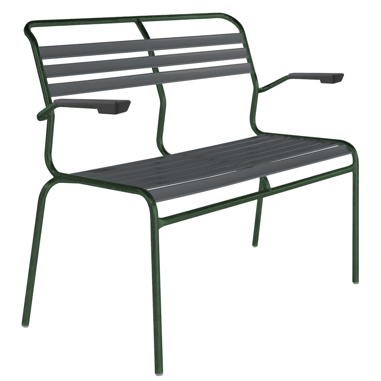 Schaffner Säntis Banc à lattes 2 places avec accoudoirs Vert Sapin 66 Anthracite 77