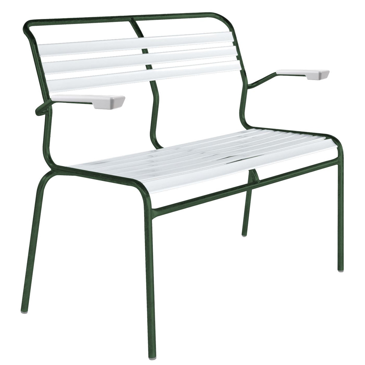 Schaffner Säntis Banc à lattes 2 places avec accoudoirs Vert Sapin 66 Blanc 90