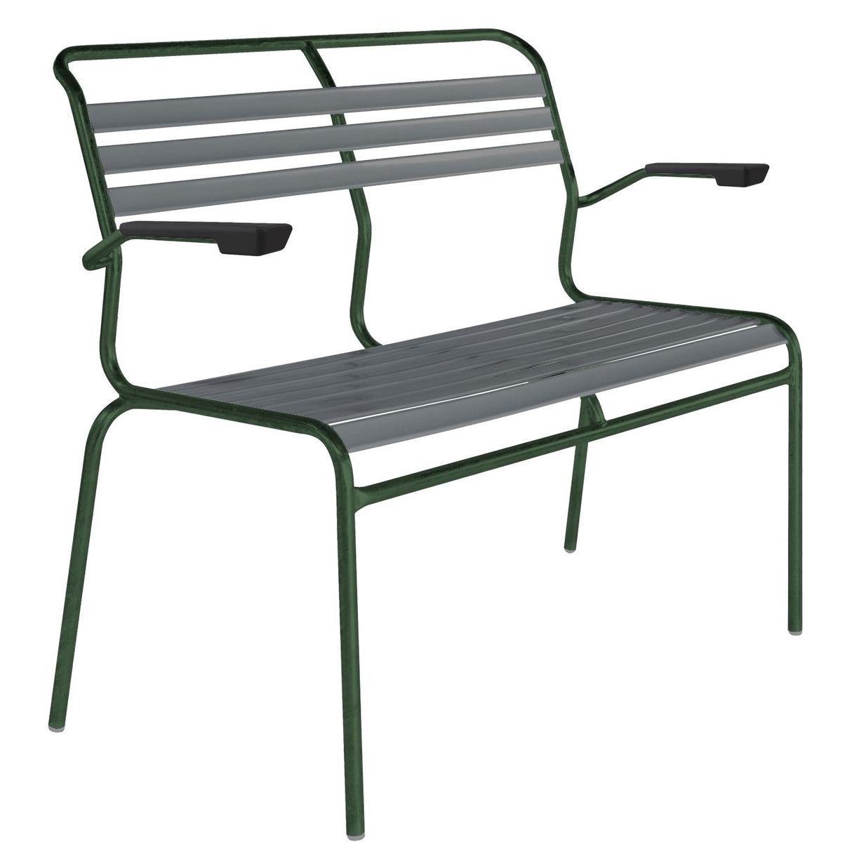 Schaffner Säntis Banc à lattes 2 places avec accoudoirs Vert Sapin 66 Graphite 73