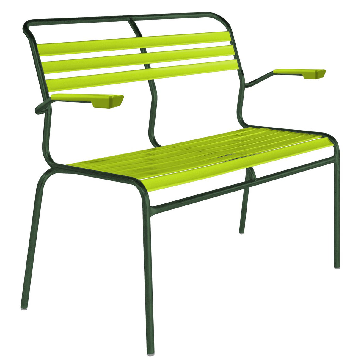 Schaffner Säntis Banc à lattes 2 places avec accoudoirs Vert Sapin 66 Vert Clair 63