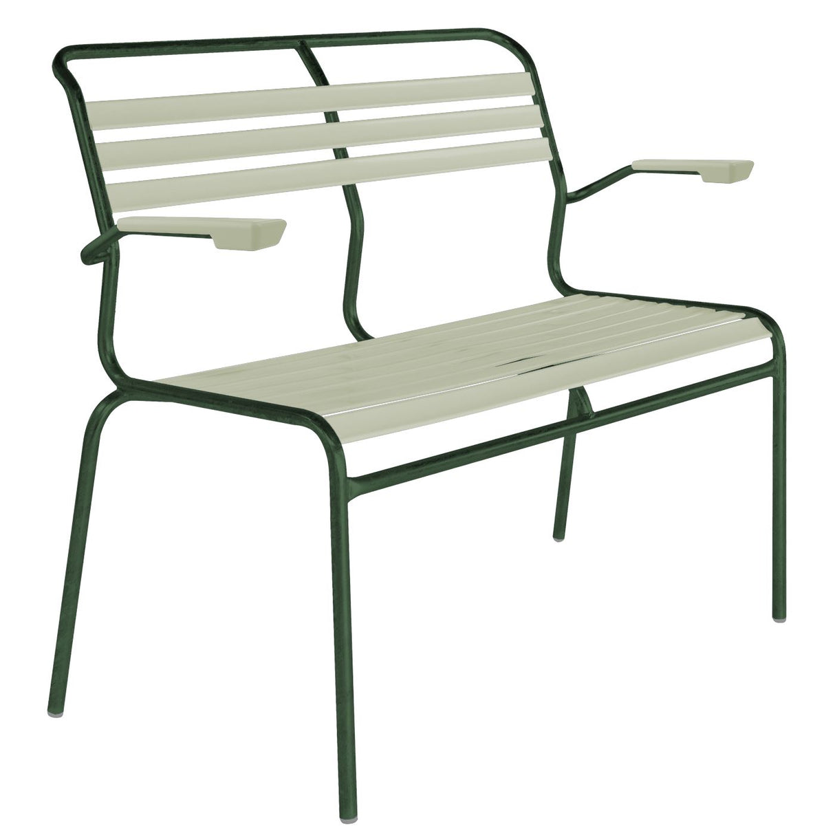 Schaffner Säntis Banc à lattes 2 places avec accoudoirs Vert Sapin 66 Vert pastel 64