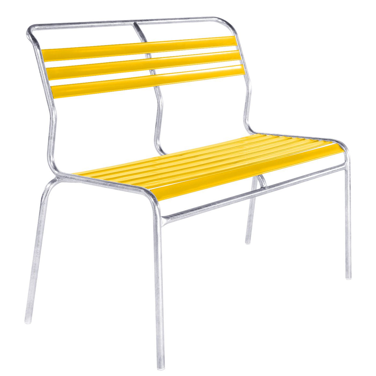 Schaffner Säntis Banc à lattes 2 places sans accoudoirs Galvanisé à chaud 02 Jaune 11