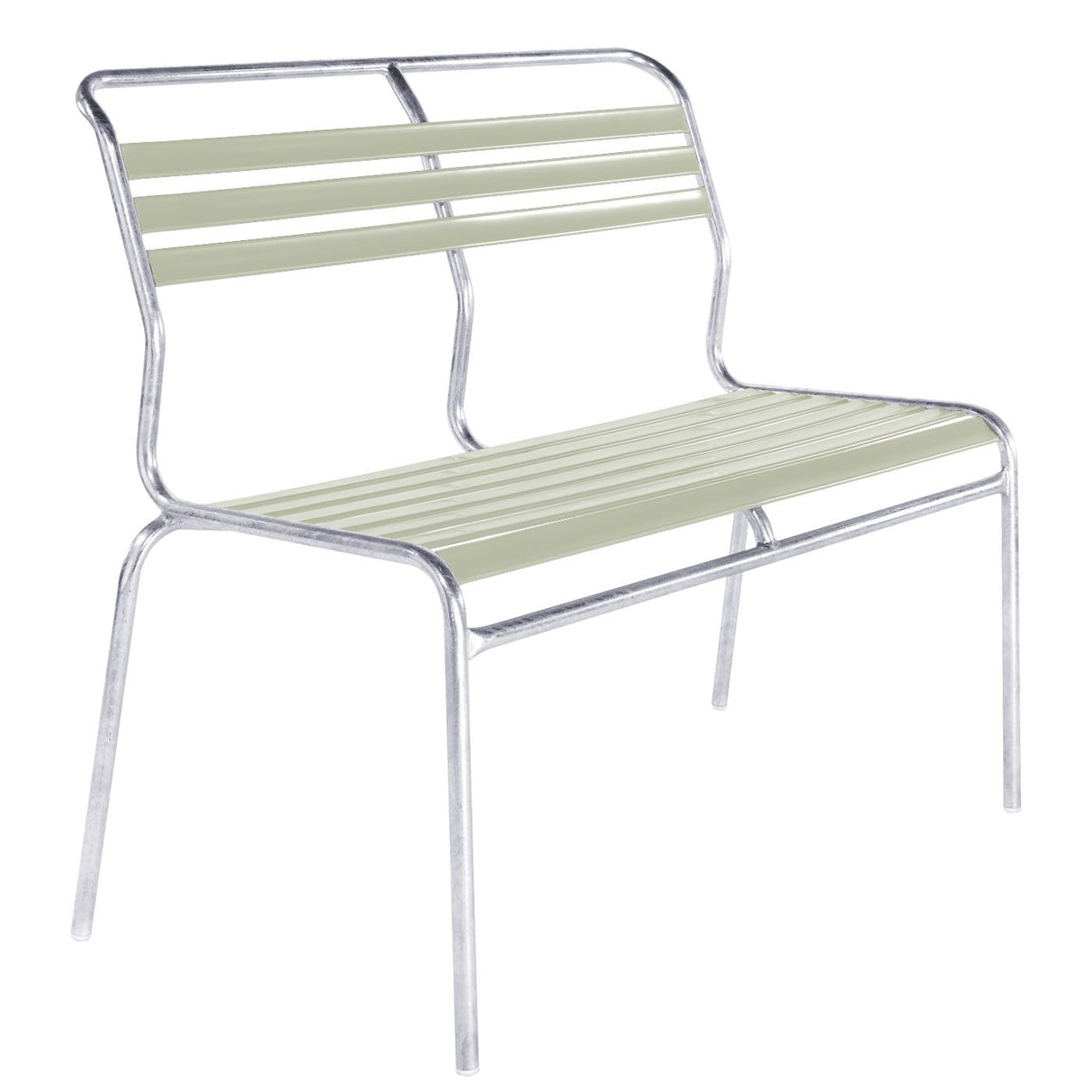 Schaffner Säntis Banc à lattes 2 places sans accoudoirs Galvanisé à chaud 02 Vert pastel 64