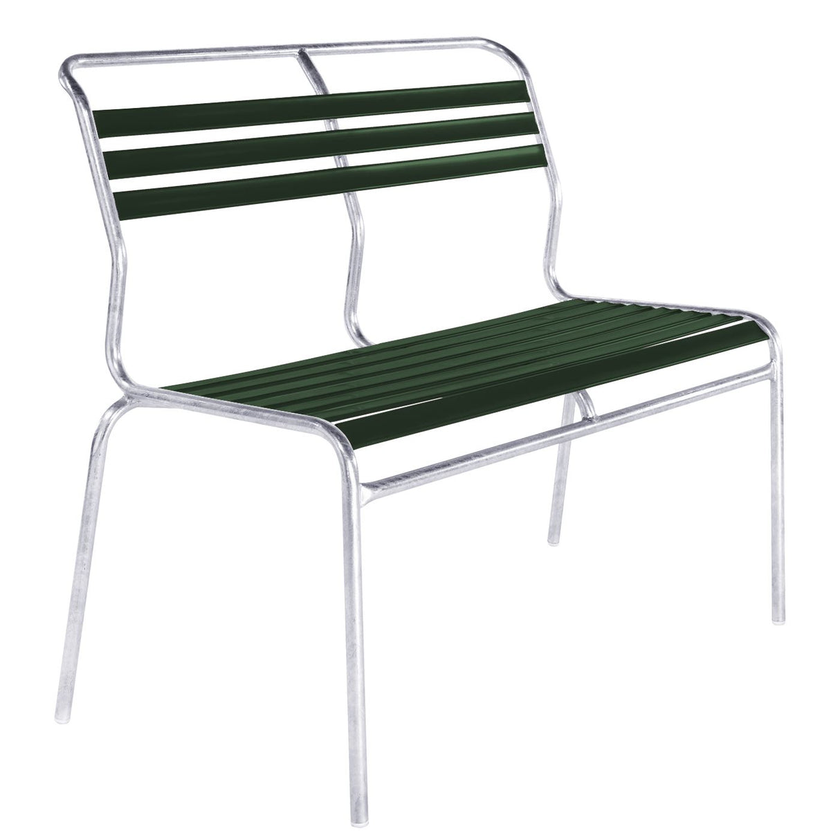Schaffner Säntis Banc à lattes 2 places sans accoudoirs Galvanisé à chaud 02 Vert sapin 66