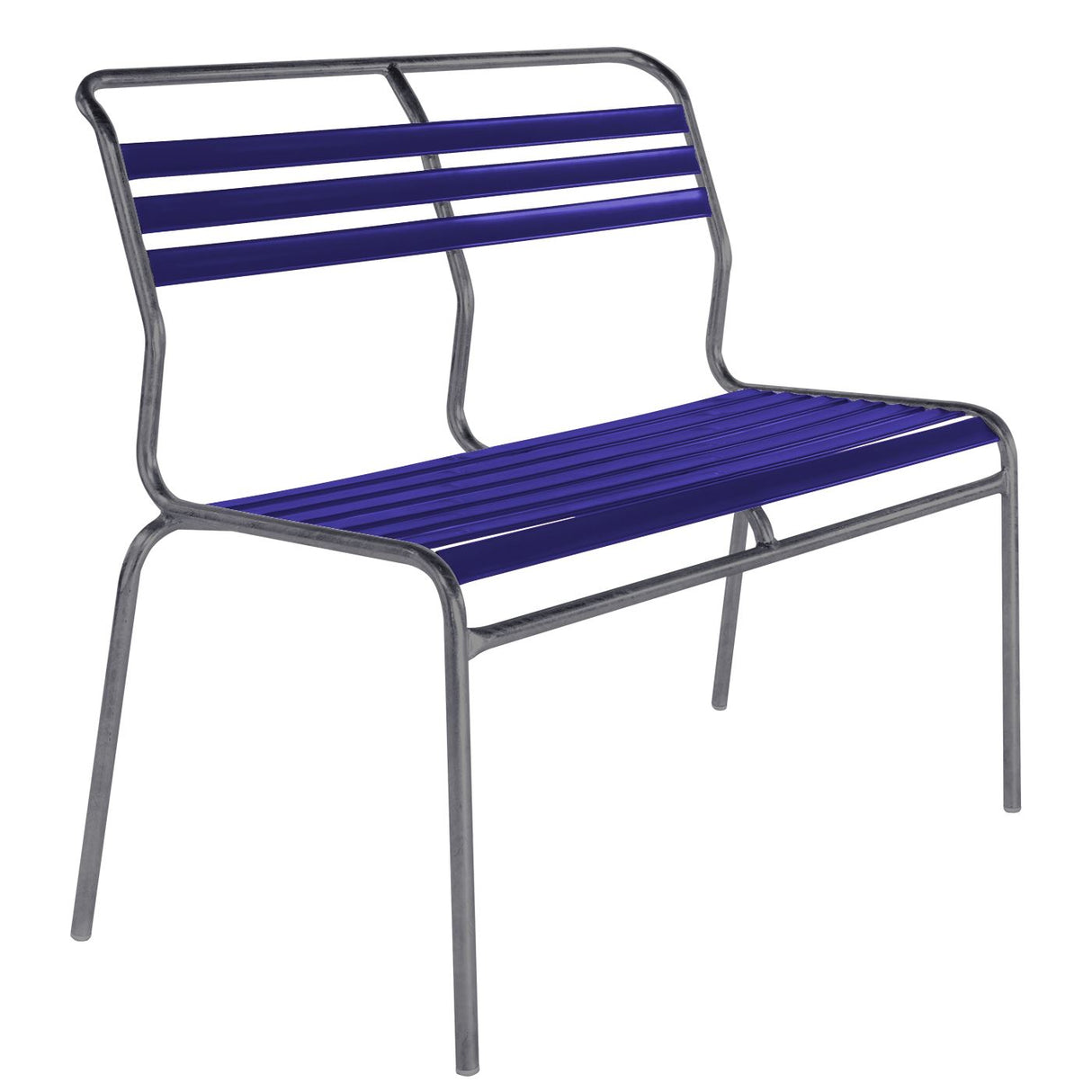 Schaffner Säntis Banc à lattes 2 places sans accoudoirs Graphite 73 Bleu 53