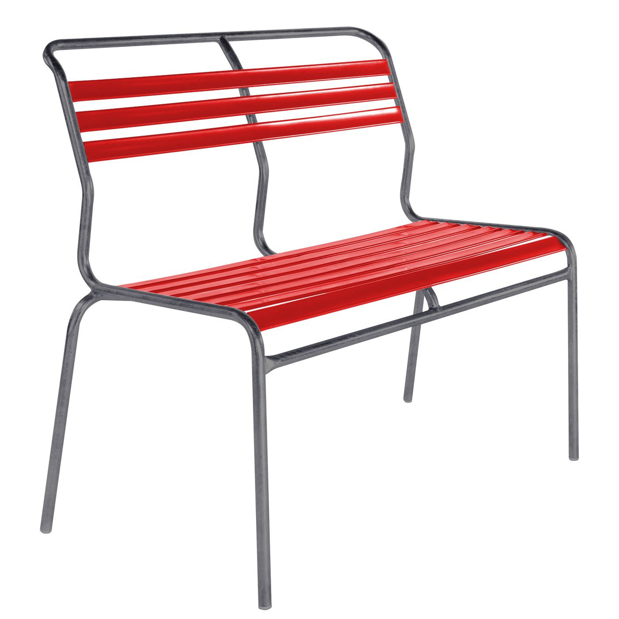Schaffner Säntis Banc à lattes 2 places sans accoudoirs Graphite 73 Rouge 30