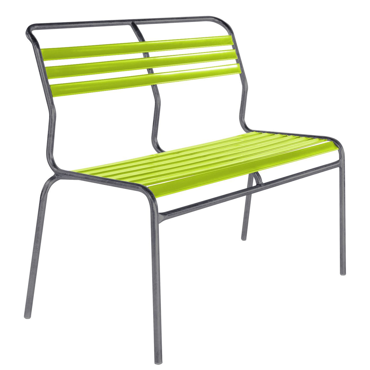 Schaffner Säntis Banc à lattes 2 places sans accoudoirs Graphite 73 Vert Clair 63