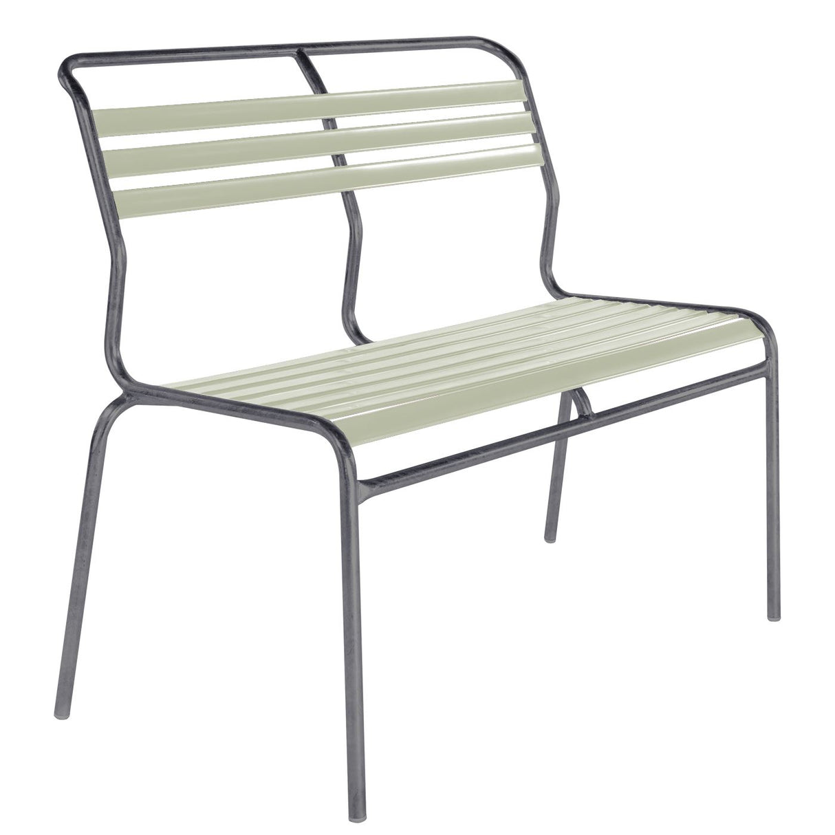 Schaffner Säntis Banc à lattes 2 places sans accoudoirs Graphite 73 Vert pastel 64