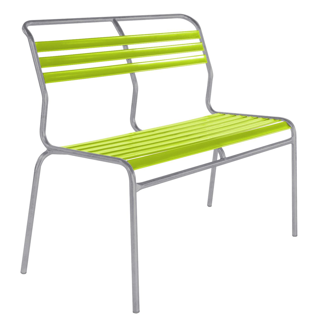 Schaffner Säntis Banc à lattes 2 places sans accoudoirs Gris Argent 78 Vert Clair 63