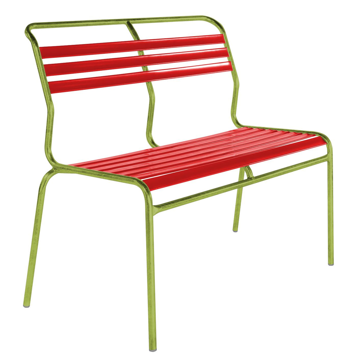 Schaffner Säntis Banc à lattes 2 places sans accoudoirs Vert Clair 63 Rouge 30