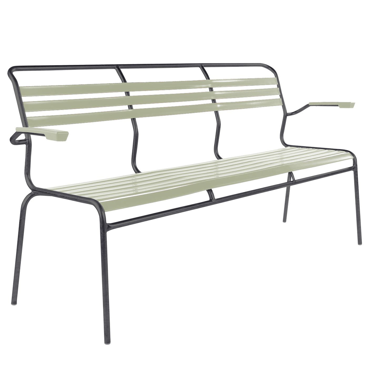Schaffner Säntis Banc à lattes 3 places avec accoudoirs Antracite 77 Vert pastel 64