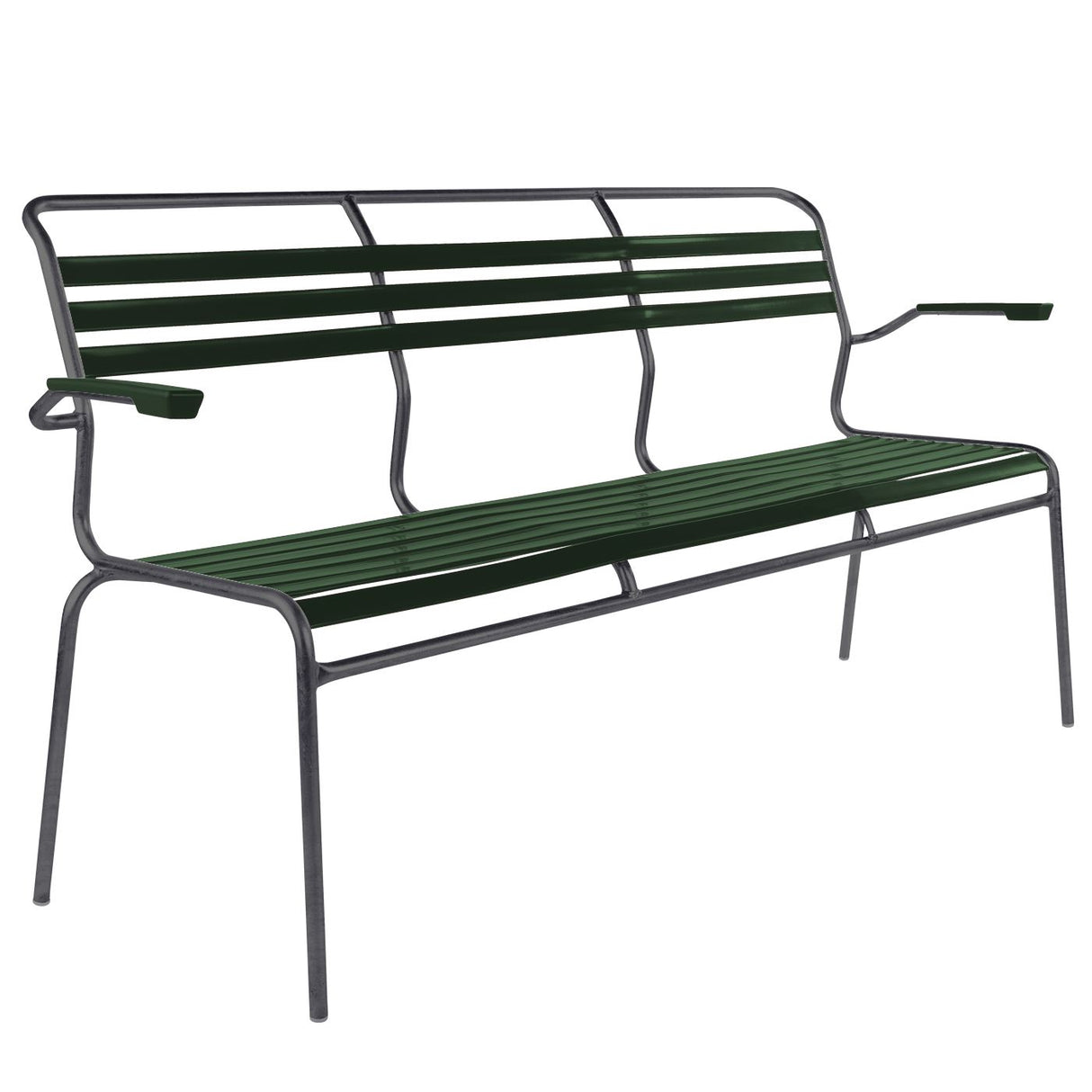 Schaffner Säntis Banc à lattes 3 places avec accoudoirs Antracite 77 Vert sapin 66