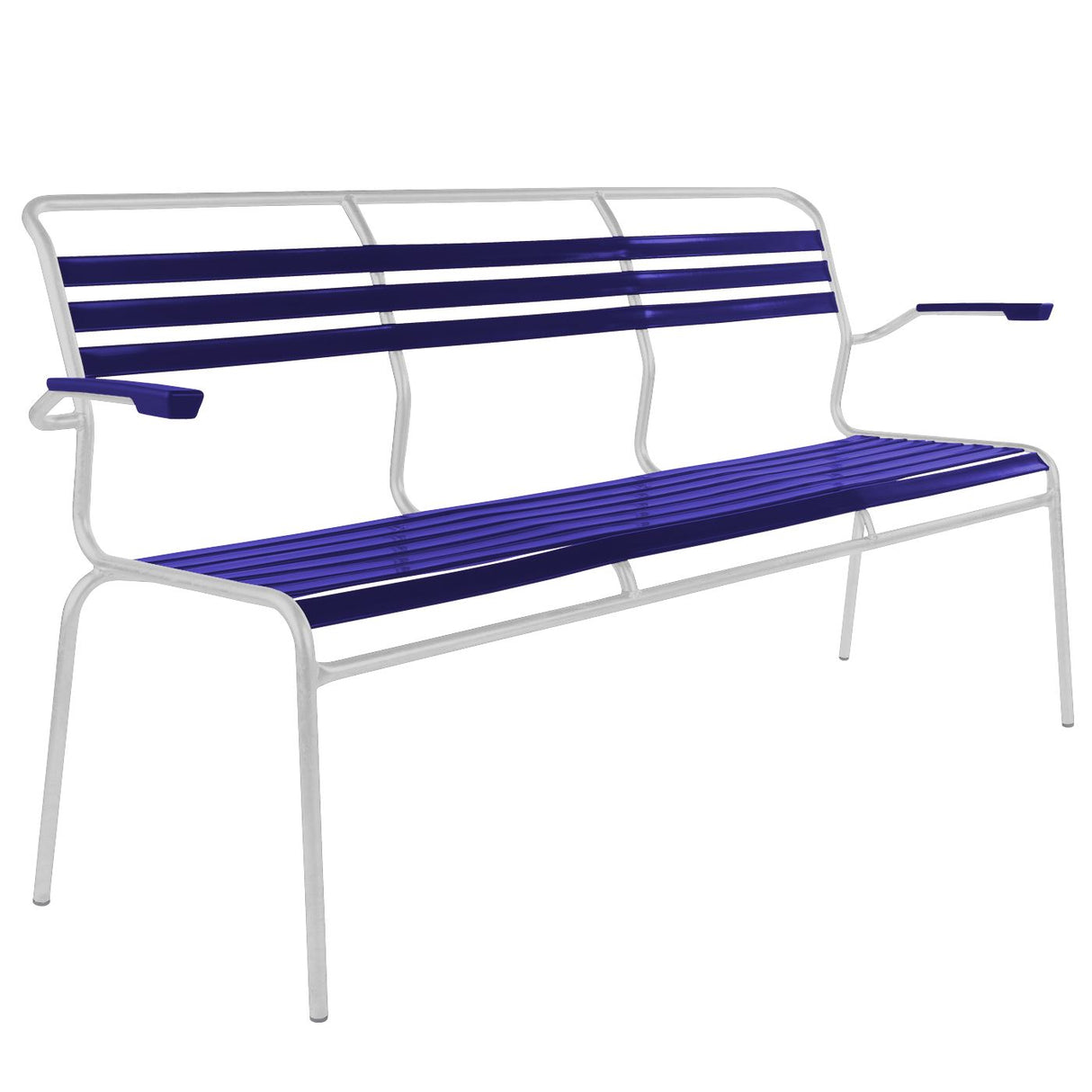 Schaffner Säntis Banc à lattes 3 places avec accoudoirs Blanc 90 Bleu 53