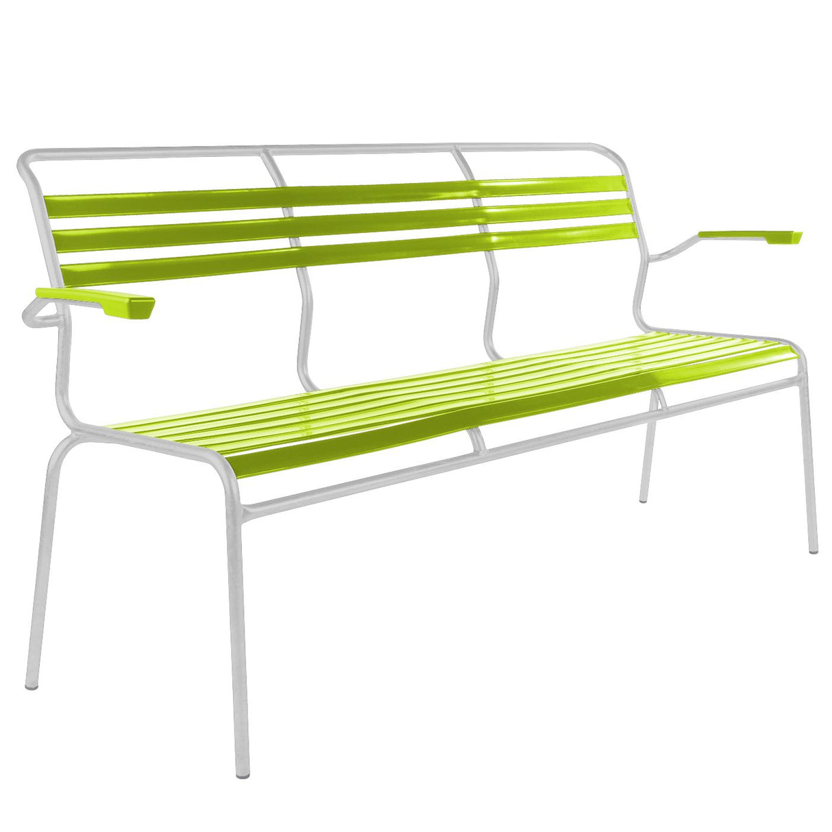 Schaffner Säntis Banc à lattes 3 places avec accoudoirs Blanc 90 Vert Clair 63